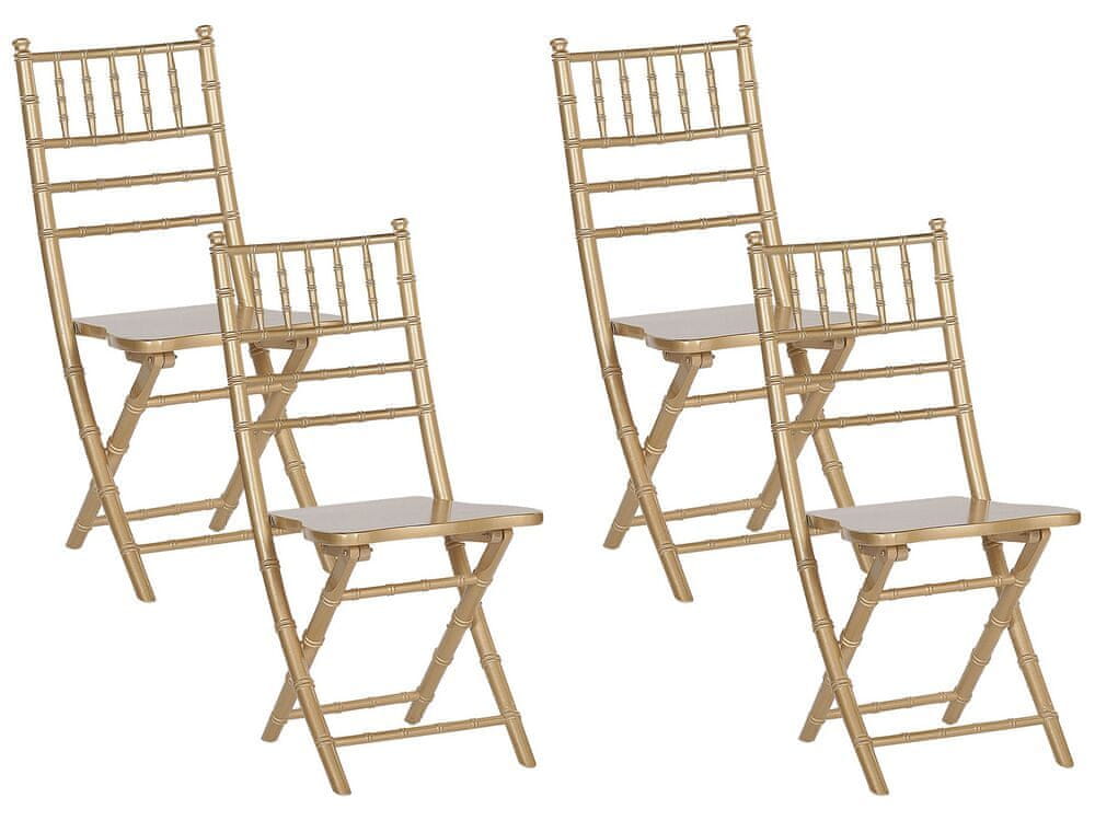 Beliani Sada 4 drevených stoličiek zlatá MACHIAS